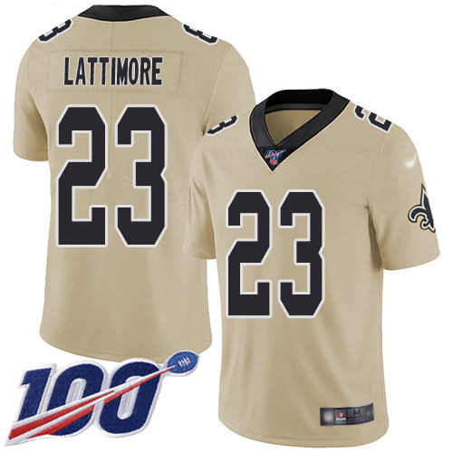 Men New Orleans Saints Limited Gold Marshon Lattimore Jersey NFL Football 23 100th Season Inverted Legend Jersey